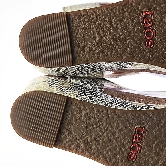 Taos Women's Carousel Beige Grey Leather Snake Print Wedge Sandals Size 37 - Picture 13 of 15
